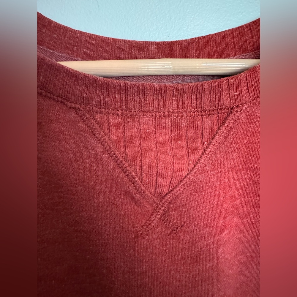 Maurices Small Rust Orange Crewneck Sweatshirt Side Slit Cozy Pullover - Picture 3 of 7